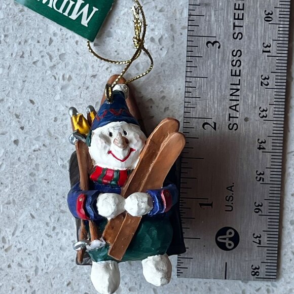 Midwest Resin Snowman Ornament With Skis Winter Decor 3" Tall - Picture 3 of 5
